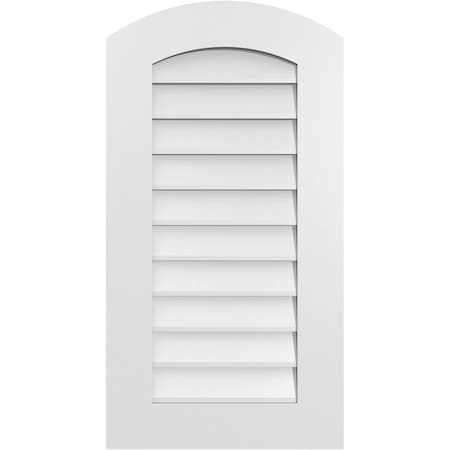 Ekena Millwork Arch Top Surface Mount PVC Gable Vent: Functional, w/ 3-1/2"W x 1"P Standard Frame, 18"W x 34"H GVPAR18X3401SF